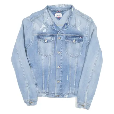 HILFIGER DENIM Distressed Mens Denim Jacket Blue M