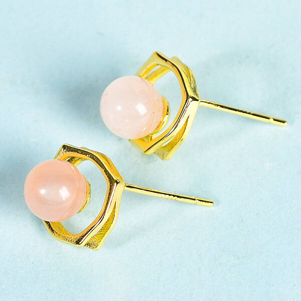 Natural Rose Quartz Studs Earrings