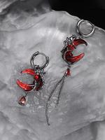 Punk Style Moon & Chain Design Earrings, Fashionable Jewelry for Women, Trendy All-match & Exquisite Jewelry for Birthday Gif...