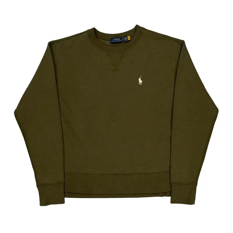 Polo By Ralph Lauren Sweatshirt - Small Khaki Polyester Blend