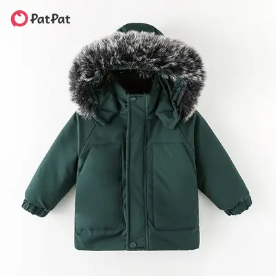 PatPat Toddler Boy/Girl Parka Puffer Jacket with Furry Collar for Winter & Casual Dress-up: Removable Collar, Hidden Zipper, ...