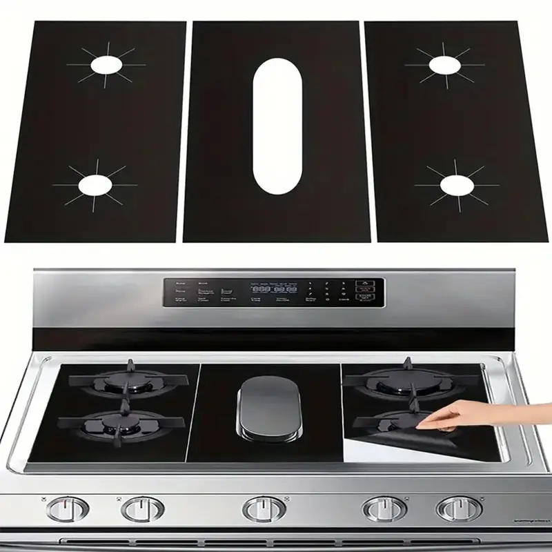 Stove Cover, 3 Counts/set Heat Resistant Stove Burner Cover For Gas Stove Top, Stove Protector For Gas Range, Reusable Non-st...