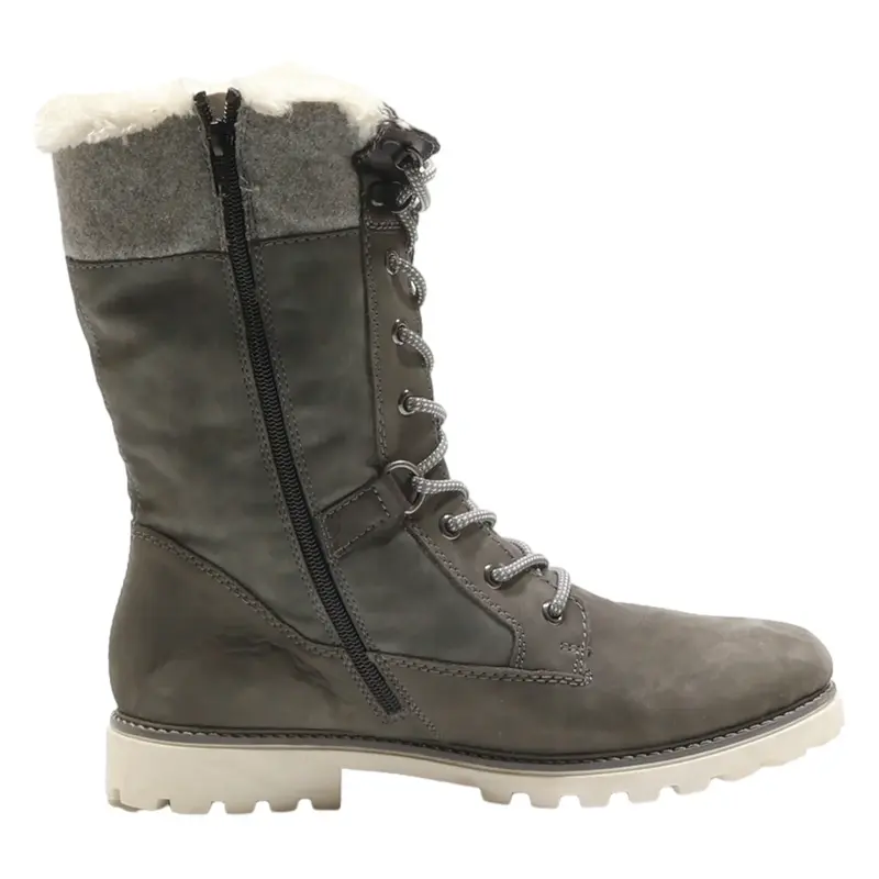 REMOTE Lace-Up Boots Grey Leather Womens UK 8