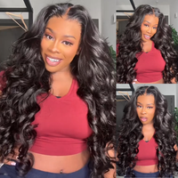 Amanda Hair High Density Lace Front Loose Wave 6x4 Glueless Pre-Cut Pre Bleached 13x4 Frontal Lace Wig with Curtain Bangs for...