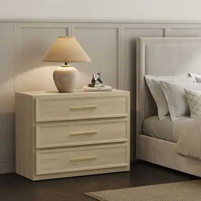 SICOTAS Night Stand Oversized Extra Large Nightstand Tall Bedside Side Table with 3 Drawers with Storage Modern End Table wit...