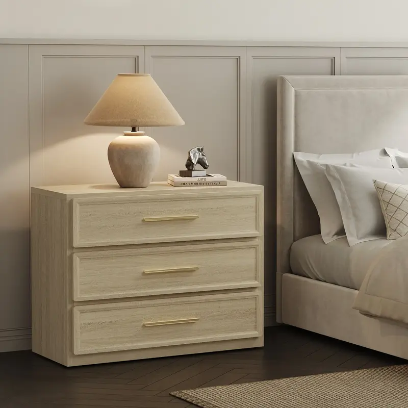 SICOTAS Night Stand Oversized Extra Large Nightstand Tall Bedside Side Table with 3 Drawers with Storage Modern End Table wit...