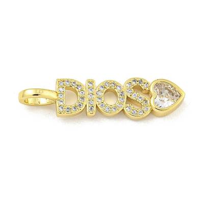 Word DIOS Rack Plating Brass Micro Pave Clear Cubic Zirconia Pendants