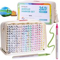 Acrylic Paint Marker Set, 24pcs/set Acrylic Paint Pen with Storage Base, Brush Tip Acrylic Paint Pen for Rock Painting, Ceram...