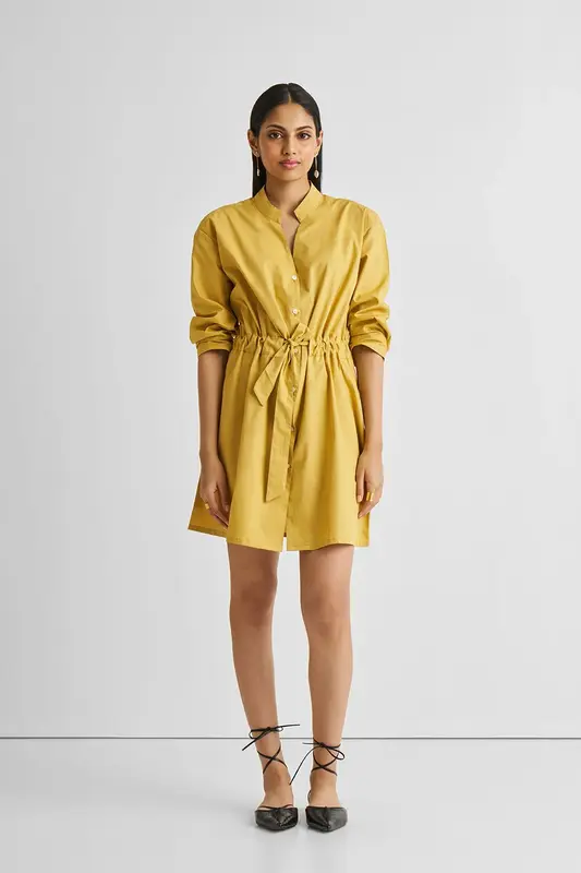 Short Tie Waist Dress in Tuscan Sun | Color: Tuscan Sun | Size: L