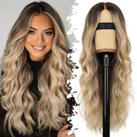 [ AISI HAIR ] Blonde Wig for Women Long Wavy 4x1 Lace Hairline Glueless Wigs for Beginners Middle Part Synthetic Wig Natural ...