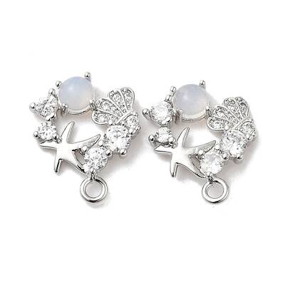 Brass with Cubic Zirconia Stud Earrings Finding