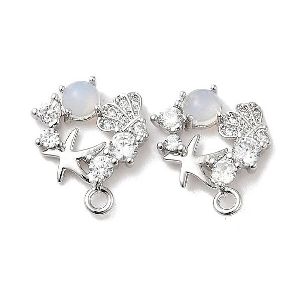 Brass with Cubic Zirconia Stud Earrings Finding