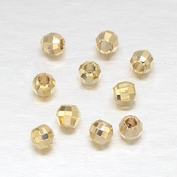 Faceted Round Brass Spacer Beads