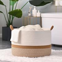 Large Cotton Rope Storage Basket | Durable Pet-Friendly Organizer with Handles | Woven Multi-Purpose Basket for Home & Pet To...