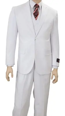 Apollo King Men's Executive 3-Piece Suit Pleated Pants Formal Wear