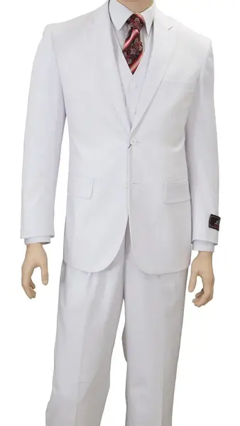 Apollo King Men's Executive 3-Piece Suit Pleated Pants Formal Wear