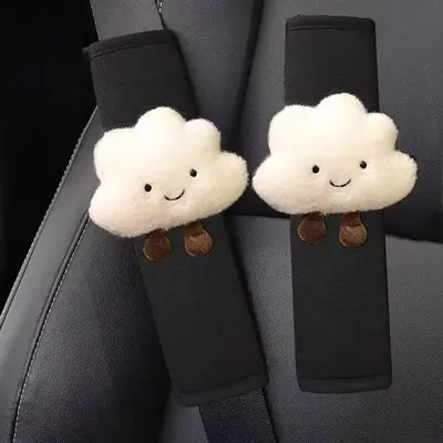 Cute Cloud Shaped Car Seat Protector, 1 Pair Creative Plush Car Seat Shoulder Pad, Car Safety Covers and Interior Supplies, C...