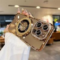 Fashion Camera Design Phone Case with Lens Protector, Rhinestone Decor Phone Protective Cover, Phone Accessories Compatible w...