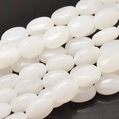Natural White Jade Oval Bead Strands