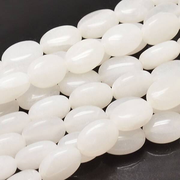 Natural White Jade Oval Bead Strands
