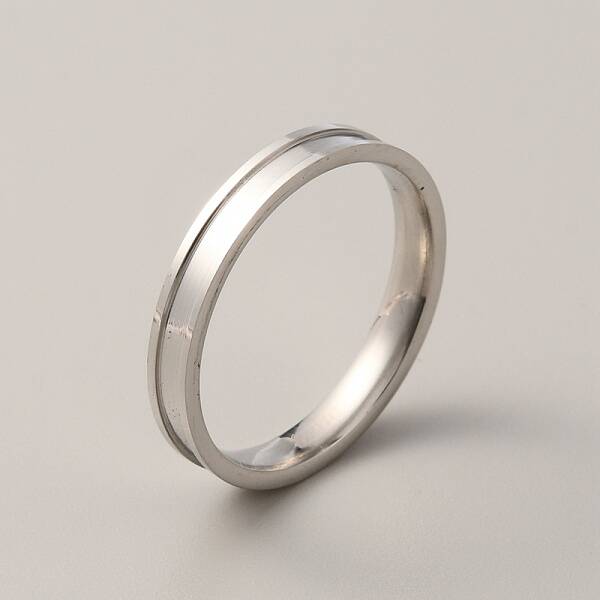 201 Stainless Steel Grooved Finger Ring for Men Women