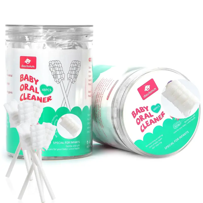 Baby Tongue Cleaner, Newborn Toothbrush, 48PCS Disposable Infant Toothbrush Clean Mouth,Gauze Gum Cleaner Oral Cleaning Stick...
