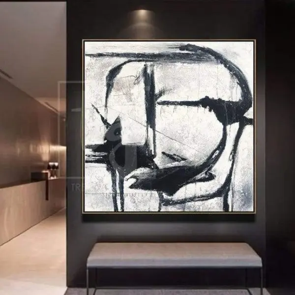 Large Original Oil Black And White Canvas Wall Art Abstract Painting | MUTATIONAL VARIABILITY