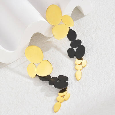 304 Stainless Steel Oval Tassel Stud Earrings