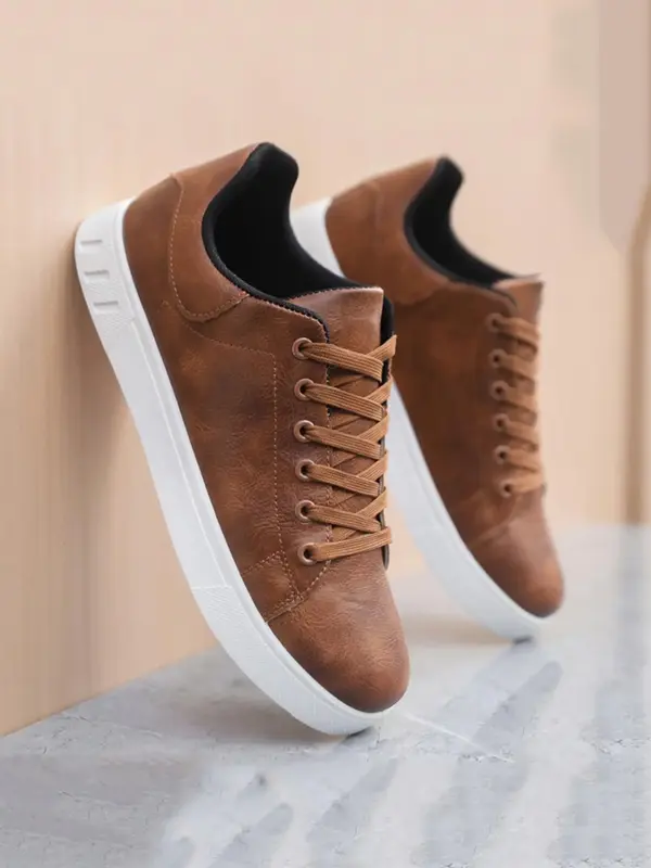 Men's Casual Lace Up Low Top Sneakers, Boy Comfortable Sports Running Shoes, Male All-match Round Toe Skate  Casual Shoes  fo...