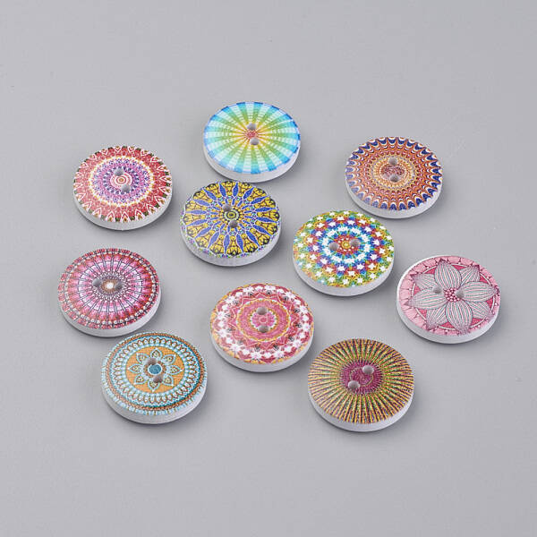 2-Hole Printed Wooden Buttons