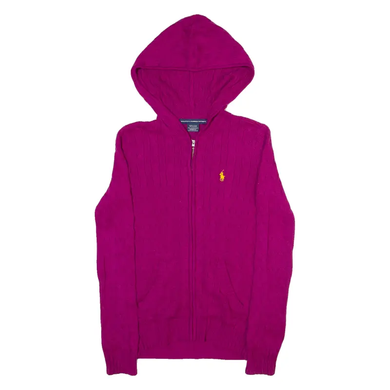 POLO RALPH LAUREN Hooded Womens Jumper Purple Cable Knit S