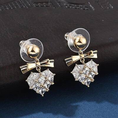 Brass Clear Cubic Zirconia Stud Earrings
