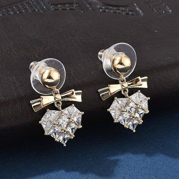 Brass Clear Cubic Zirconia Stud Earrings