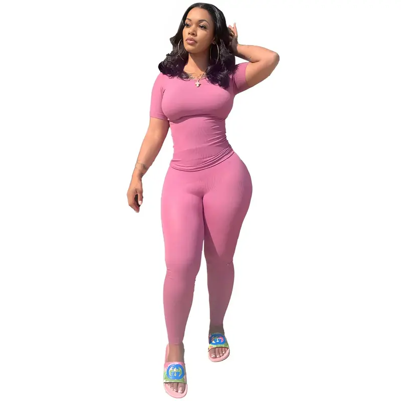 Women's Solid short sleeves Sports Second-Skin Feel Tight-Fitting Playsuit Jumpsuit, Workout Ribbed short sleeves Exercise Sp...