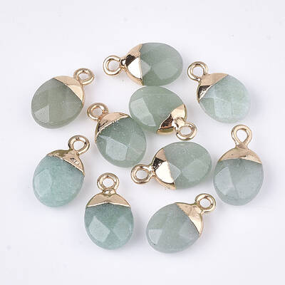 Electroplate Natural Green Aventurine Charms