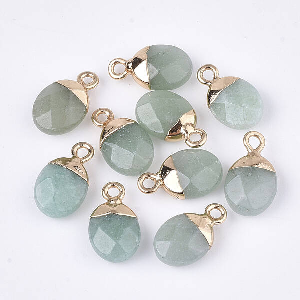 Electroplate Natural Green Aventurine Charms
