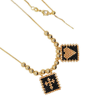 Handmade Mixed Color Beaded Cross Heart Pendant Necklace
