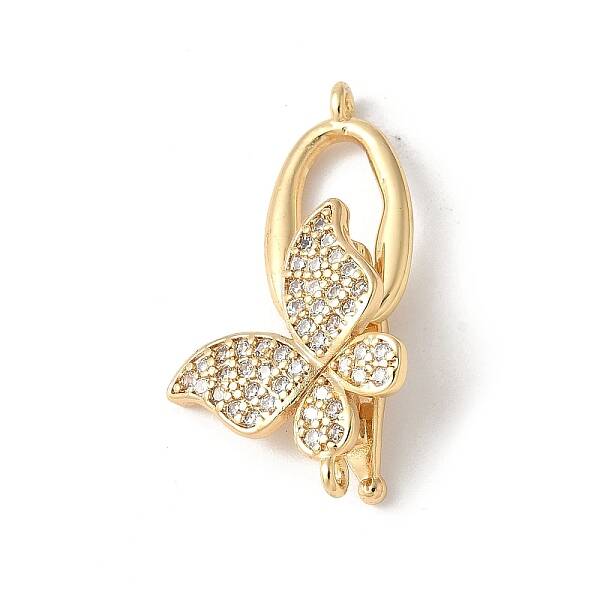 Brass Pave Clear Cubic Zirconia Fold Over Clasps
