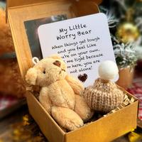 Little Bear in Box, 1 Set Mini Plush Bear with Inspirational Card, Sympathy Gift for Christmas & Valentine's Day & Mother's D...