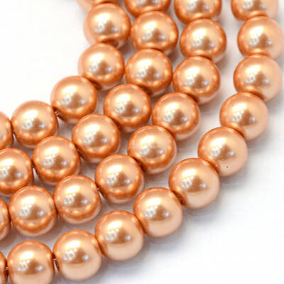 Baking Painted Pearlized Glass Pearl Round Bead Strands