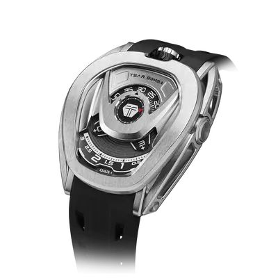 TSAR BOMBA Men's Reactor Series Automatic Mechanical Watch | Silver Black | Wandering Hour Satellite Display | Waterproof Lux...