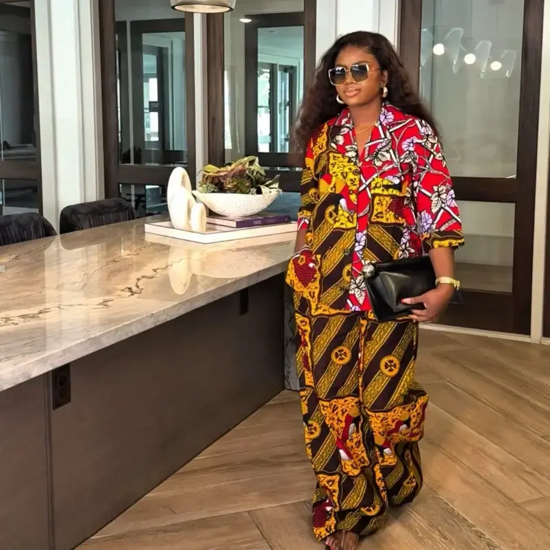 Ava Ankara Two Piece Set Very Comfy and Chic for Ladies Brunch or Errands for Women with Colorful Floral Print