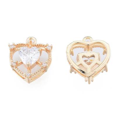 Brass Micro Pave Clear Cubic Zirconia Charms