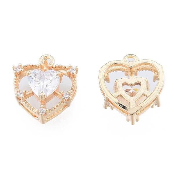 Brass Micro Pave Clear Cubic Zirconia Charms
