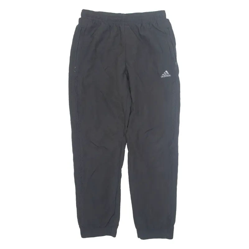 ADIDAS Mesh Lined Mens Track Pants Black Tapered M W30 L29