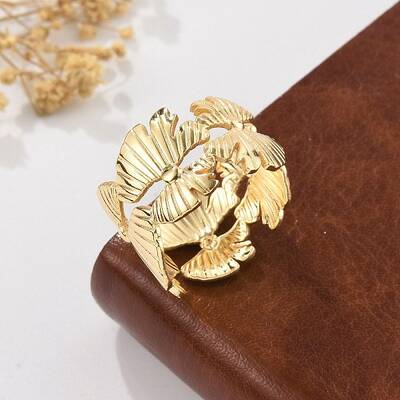 Flower Brass Finger Rings for Women