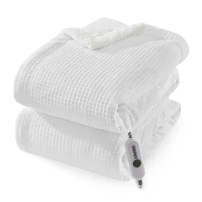 Garvee Waffle Heated Blanket Twin 62x84, Fast Heating Electric Blanket with 4 Adjustable Heating Level & 10 Hours Auto Off,...