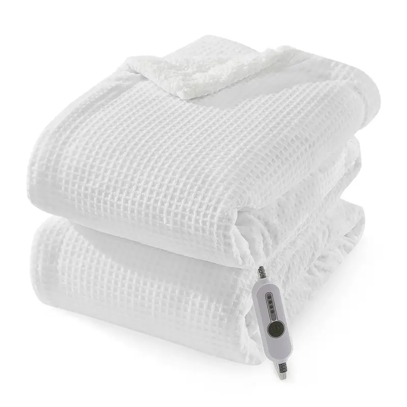 Garvee Waffle Heated Blanket Twin 62x84, Fast Heating Electric Blanket with 4 Adjustable Heating Level & 10 Hours Auto Of...