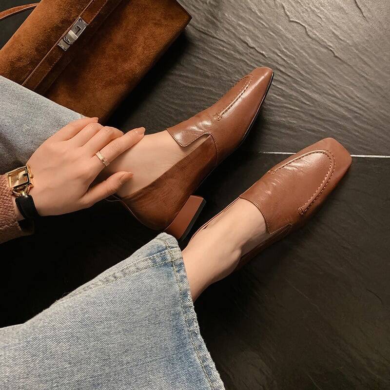 CHIKO Hanna Square Toe Block Heels Loafers Shoes