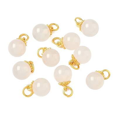 Natural White Chalcedony Round Charms